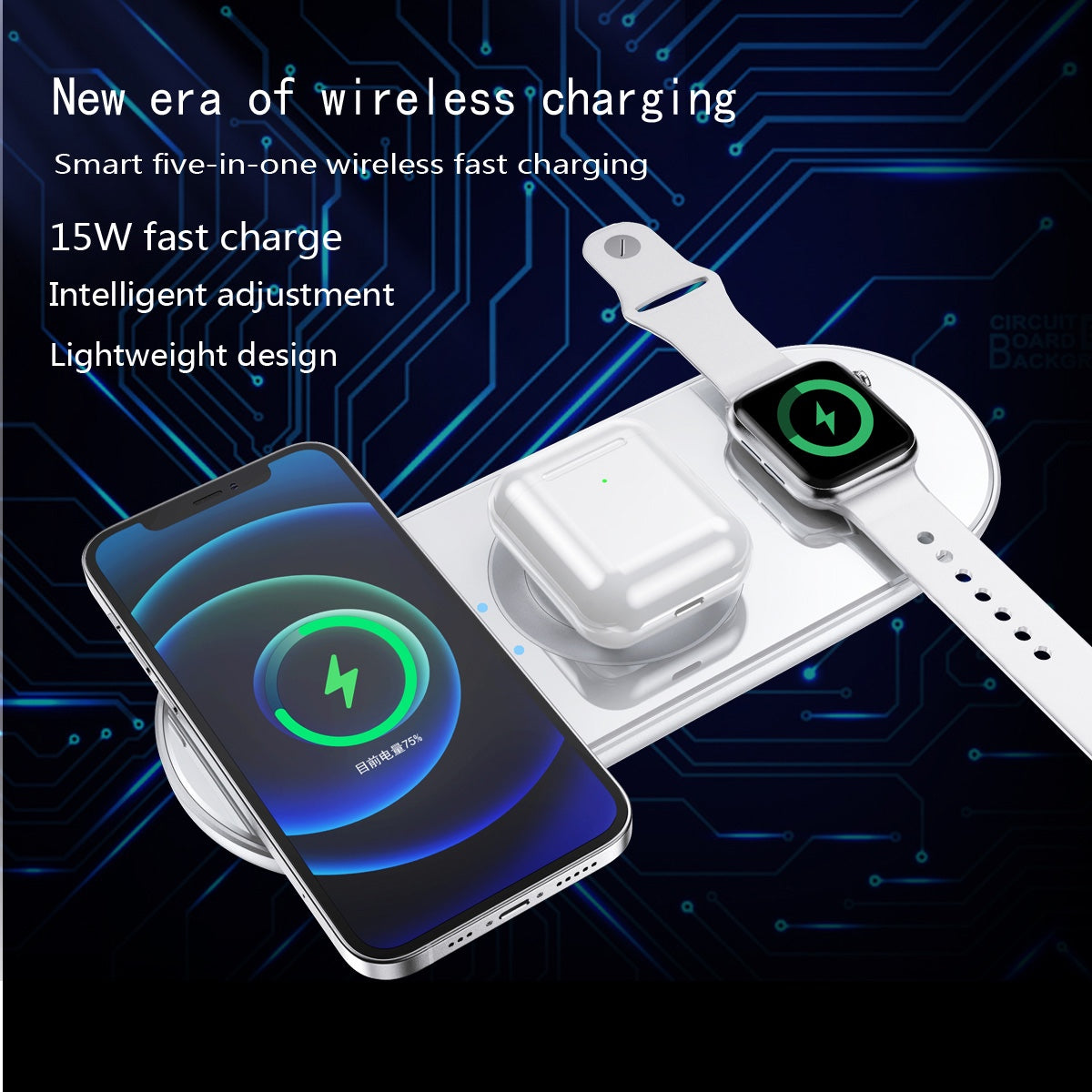 Wholesale Magnetic Wireless Charger 5 in 1 Fast Mag-Safe - Wireless Charger Stand for Multiple Devices