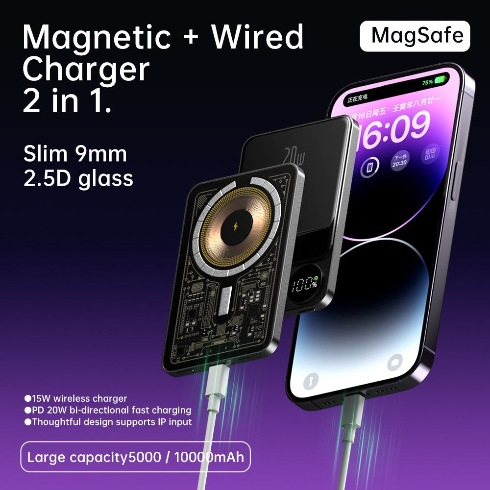 Wholesale Two Way Magnetic 20W Wireless Power Bank - 5000/10000mAh Mag-Safe Portable Charger