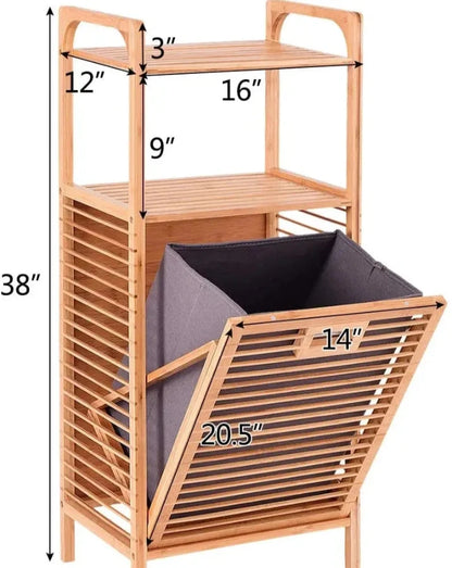 Bamboo Pull Out Collapsible Basket With Handle