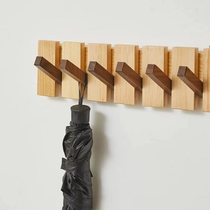 Wood Wall Coat Rack with Hooks