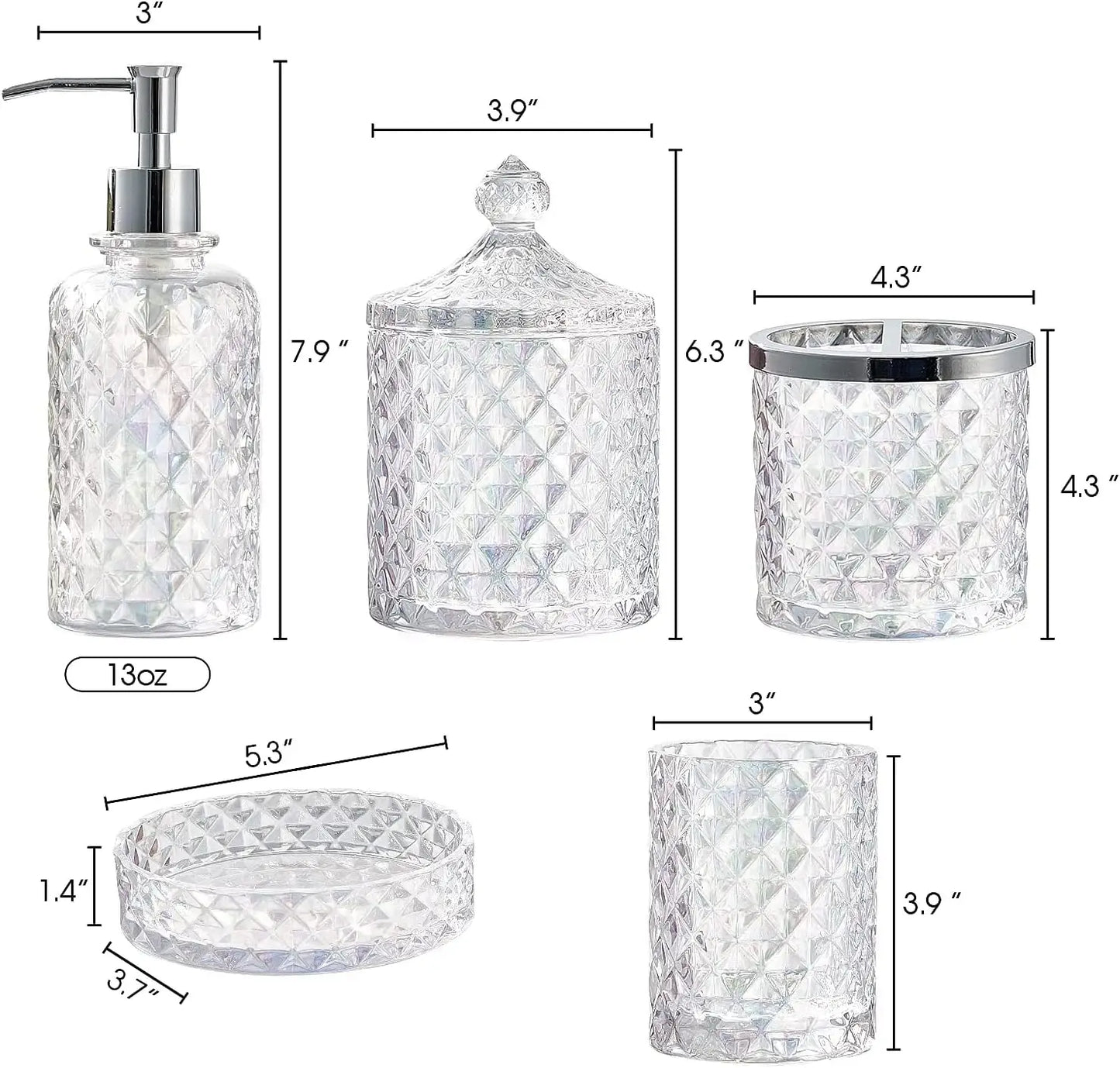 Luxury Glass Bathroom Accessories Set