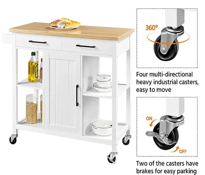 Wholesale Rolling Wooden Kitchen Cart with Two Drawers