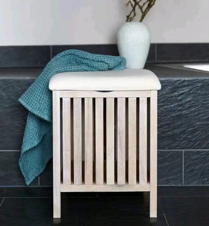 MDF Pouffe Laundry Basket with Seat