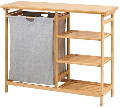 Bamboo Wood Laundry Hamper Organizer