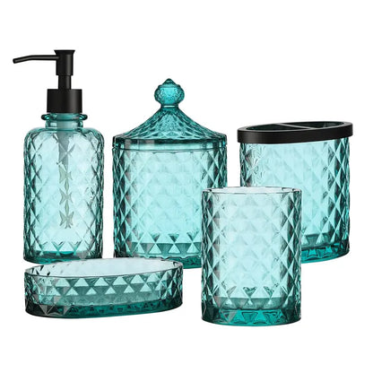 5 Piece Glass Mosaic Bathroom Accessory Set