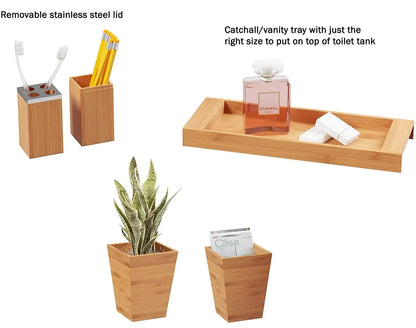 Luxury Bamboo Bathroom Accessories Set