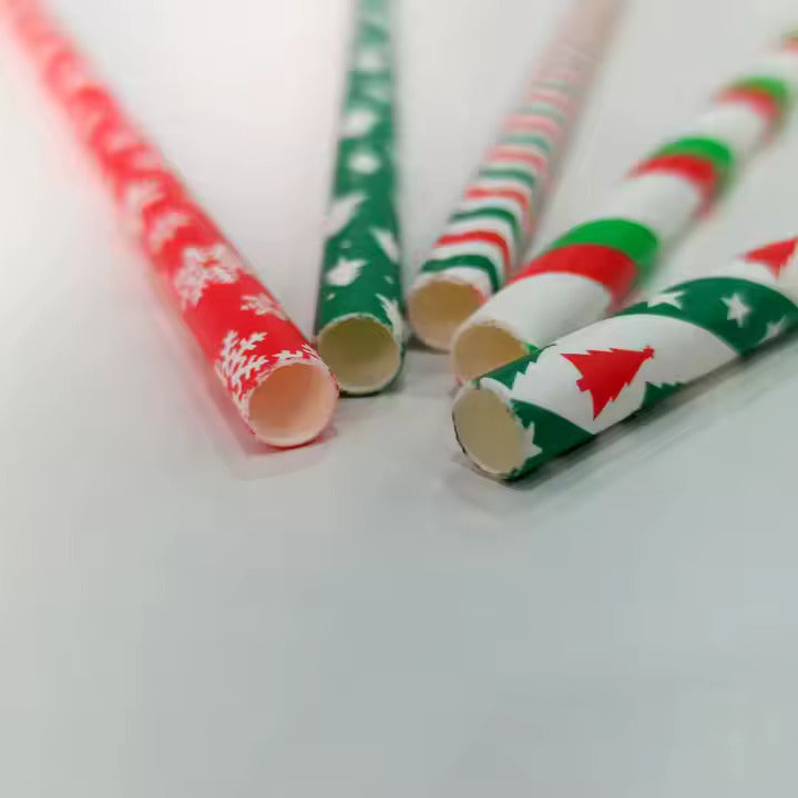 Wholesale Christmas Theme Disposable Paper Straws - Bulk Eco-Friendly Holiday Drinkware