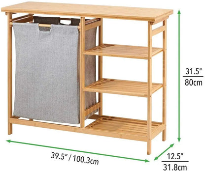 Bamboo Wood Laundry Hamper Organizer