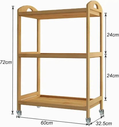 Wholesale Premium Bamboo Kitchen Cart Rack with Wheel & Wood Top Cutting Board