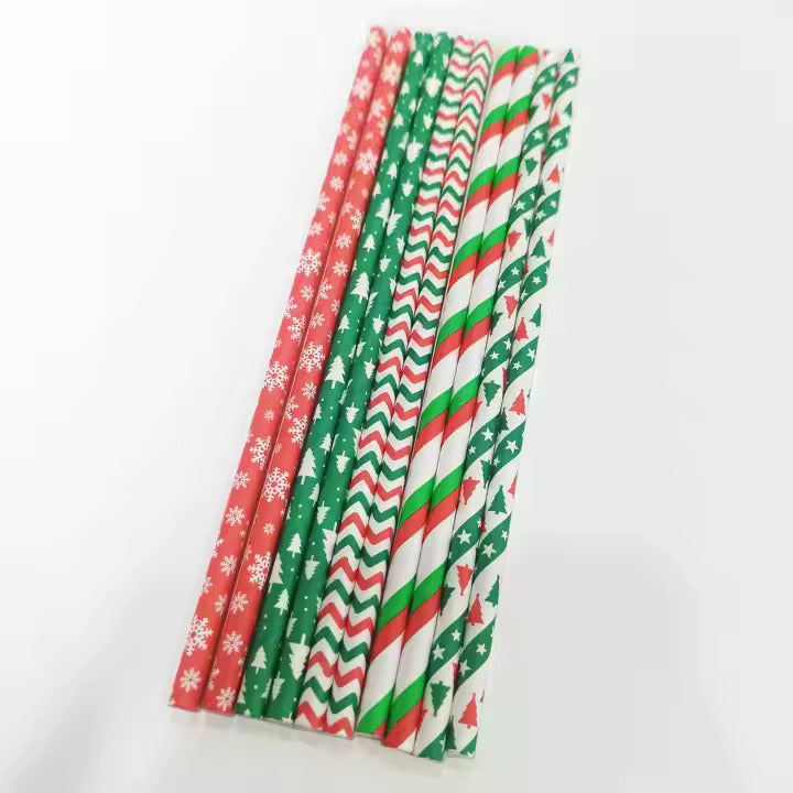 Wholesale Christmas Theme Disposable Paper Straws - Bulk Eco-Friendly Holiday Drinkware