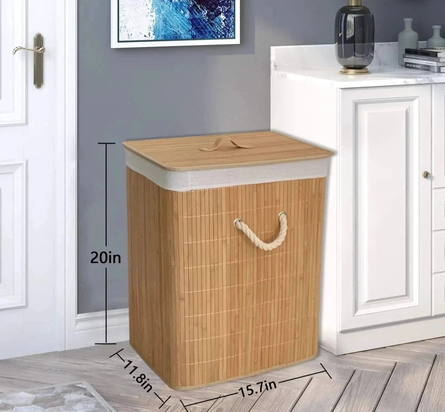 Handwoven Bamboo Laundry Hamper with Lid and Liners