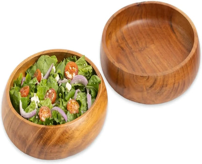 Acacia wooden food bowls set of 2