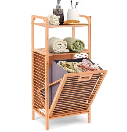 Bamboo Pull Out Collapsible Basket With Handle