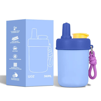 Wholesale 12oz Kids Insulated Water Bottle for School with Straw Lid Leakproof