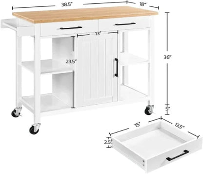 Wholesale Rolling Wooden Kitchen Cart with Two Drawers