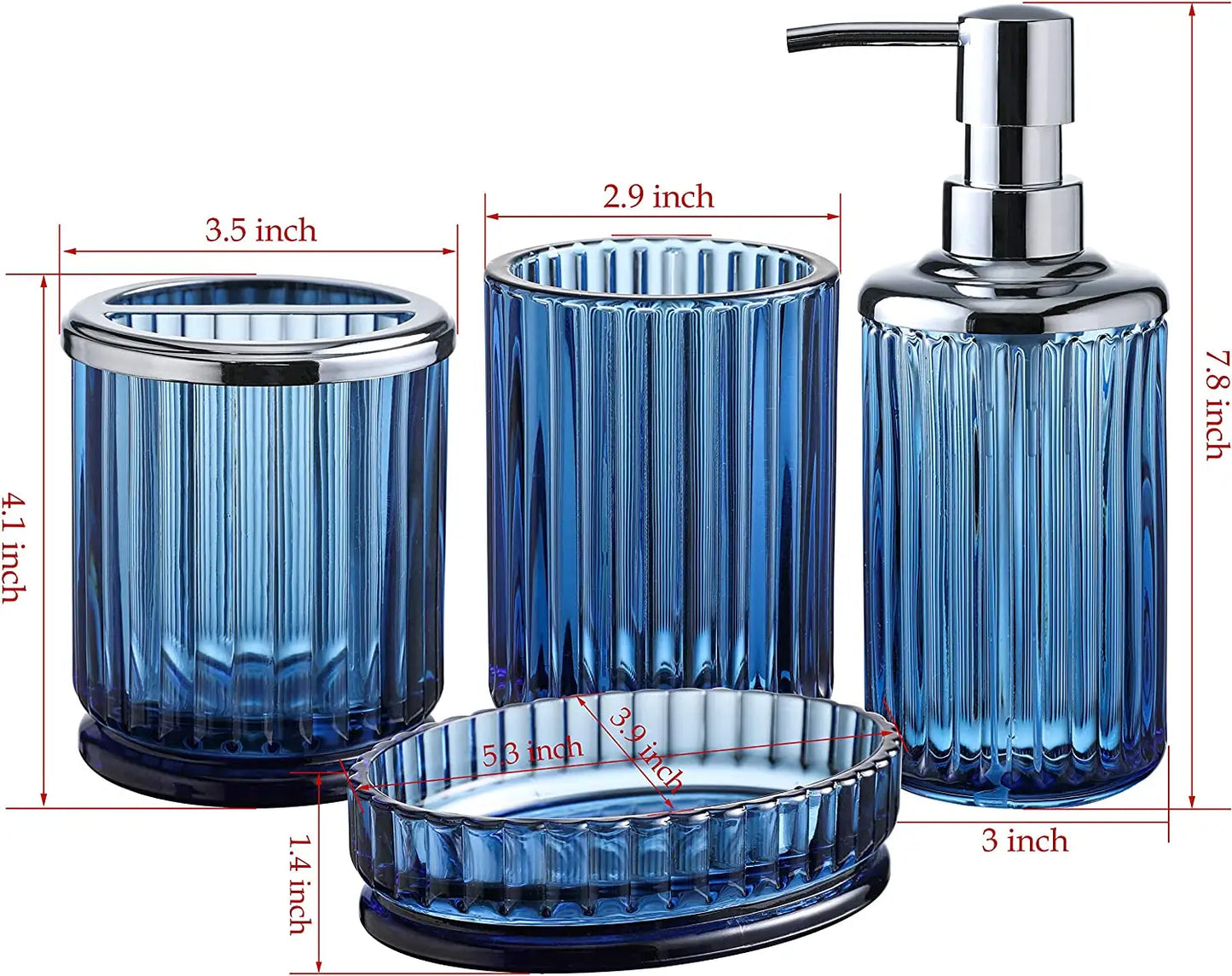 4PC Glass Bathroom Accessories Sets