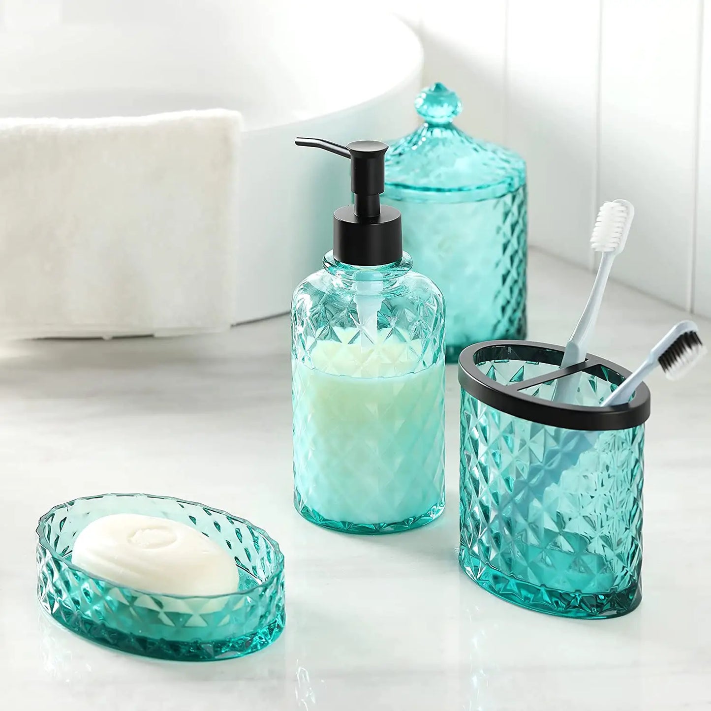 5 Piece Glass Mosaic Bathroom Accessory Set