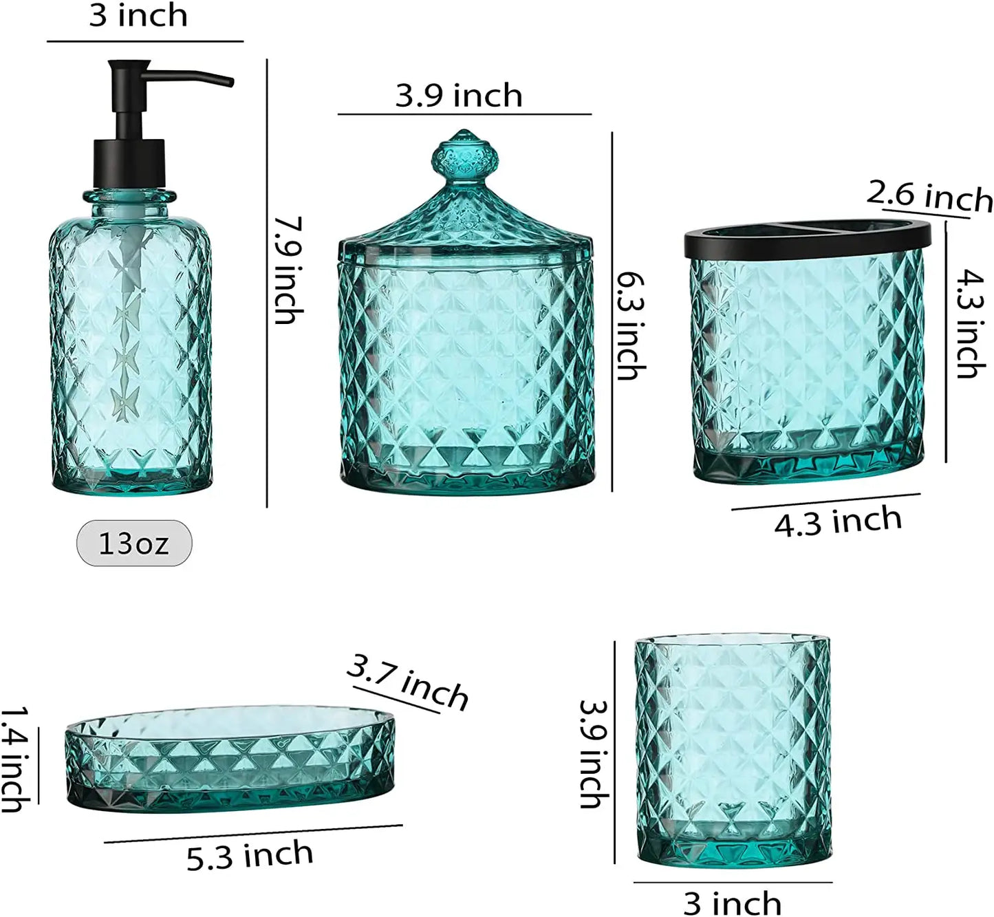 5 Piece Glass Mosaic Bathroom Accessory Set