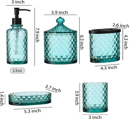 5 Piece Glass Mosaic Bathroom Accessory Set