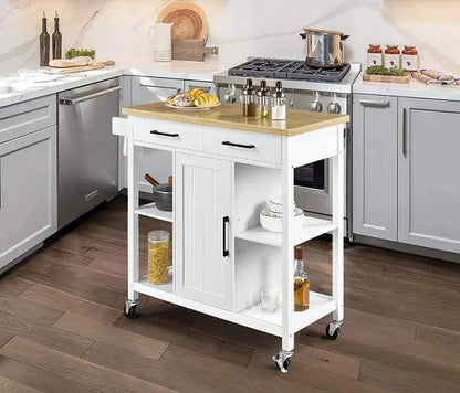 Wholesale Rolling Wooden Kitchen Cart with Two Drawers