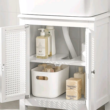 Wooden Rattan Under Sink Cabinet with 2 Doors