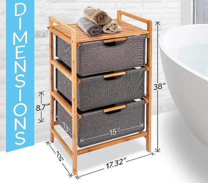 3 tier bamboo laundry basket with storage bag