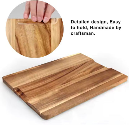 Large Acacia Wood Cutting Board with Containers for Kitchen