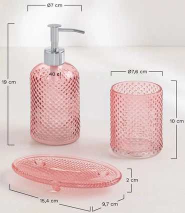 3 Piece Glass Bathroom Bath Accessory Set