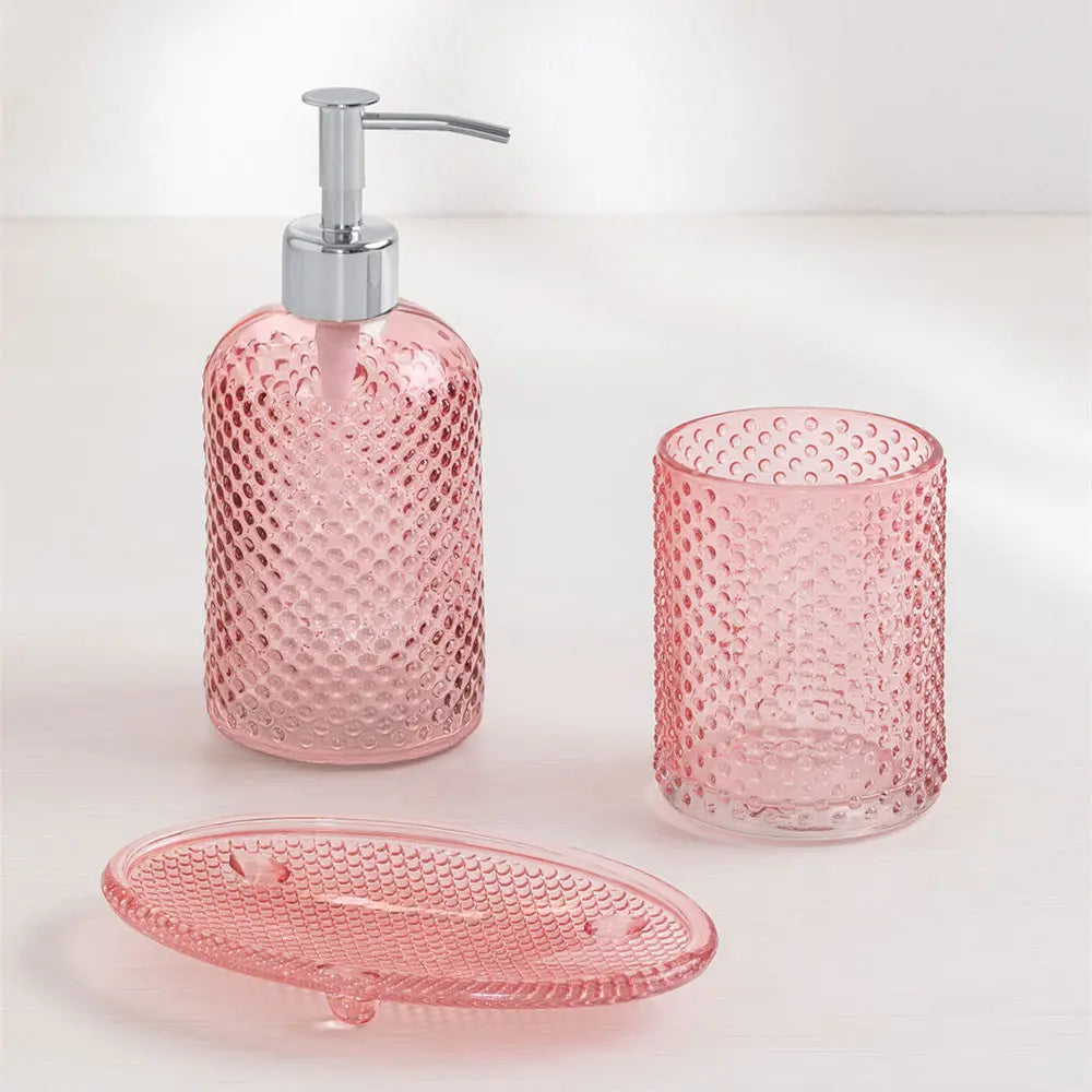 3 Piece Glass Bathroom Bath Accessory Set