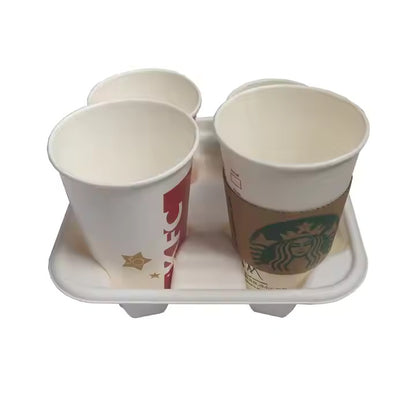 Wholesale 4-Compartment EcoPack Cup Holders - Bulk Disposable Drinkware Holders