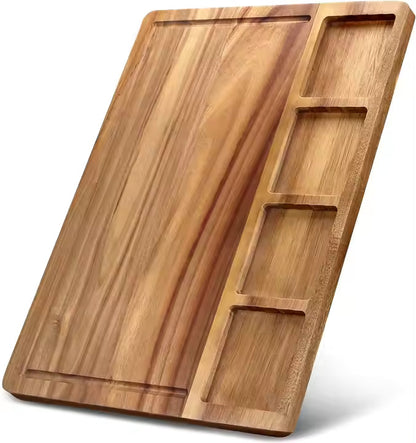 Large Acacia Wood Cutting Board with Containers for Kitchen