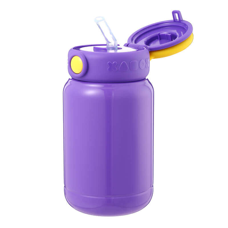 Wholesale Double Wall Vacuum Insulated Water Bottle 15.2oz - Leak-Proof Water Bottles with Straw for Kids