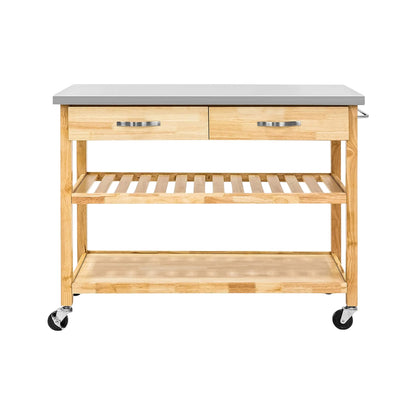 Wholesale 3-Tier Refined Rolling Bamboo Kitchen Cart