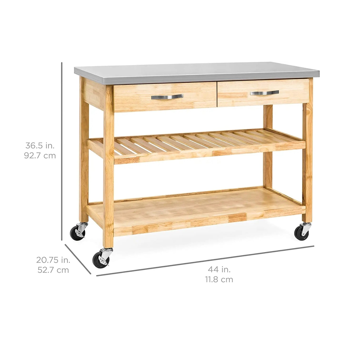 Wholesale 3-Tier Refined Rolling Bamboo Kitchen Cart