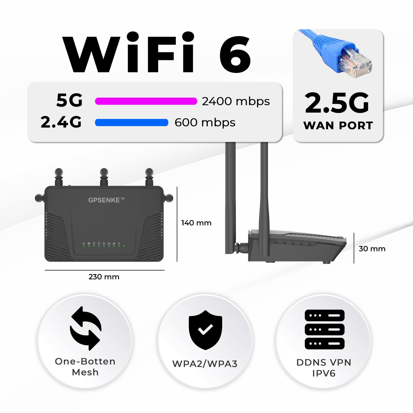 Wholesale Wi-Fi6 Router Gigabit Dual-Band GP-AX3000-M - Coverage up to 1,600 Sq. ft.